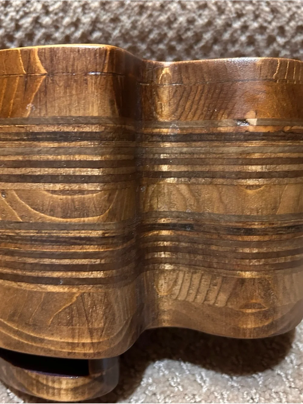 VTG  Bandsaw trinket Jewelry folk Art Box Velvet Lined Drawers Sculptural Twig